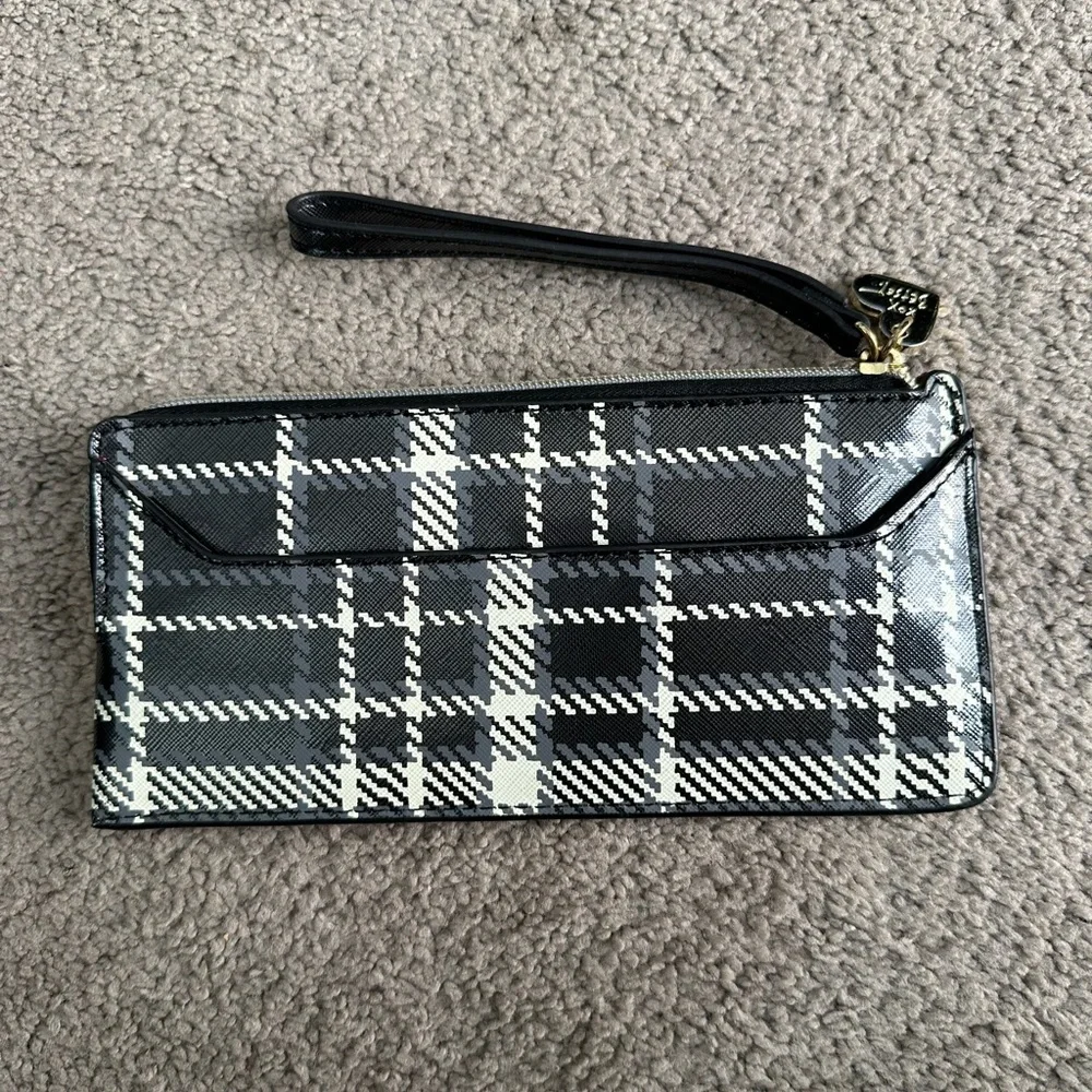 Betsey‎ Johnson Black and White Plaid Clutch Wallet